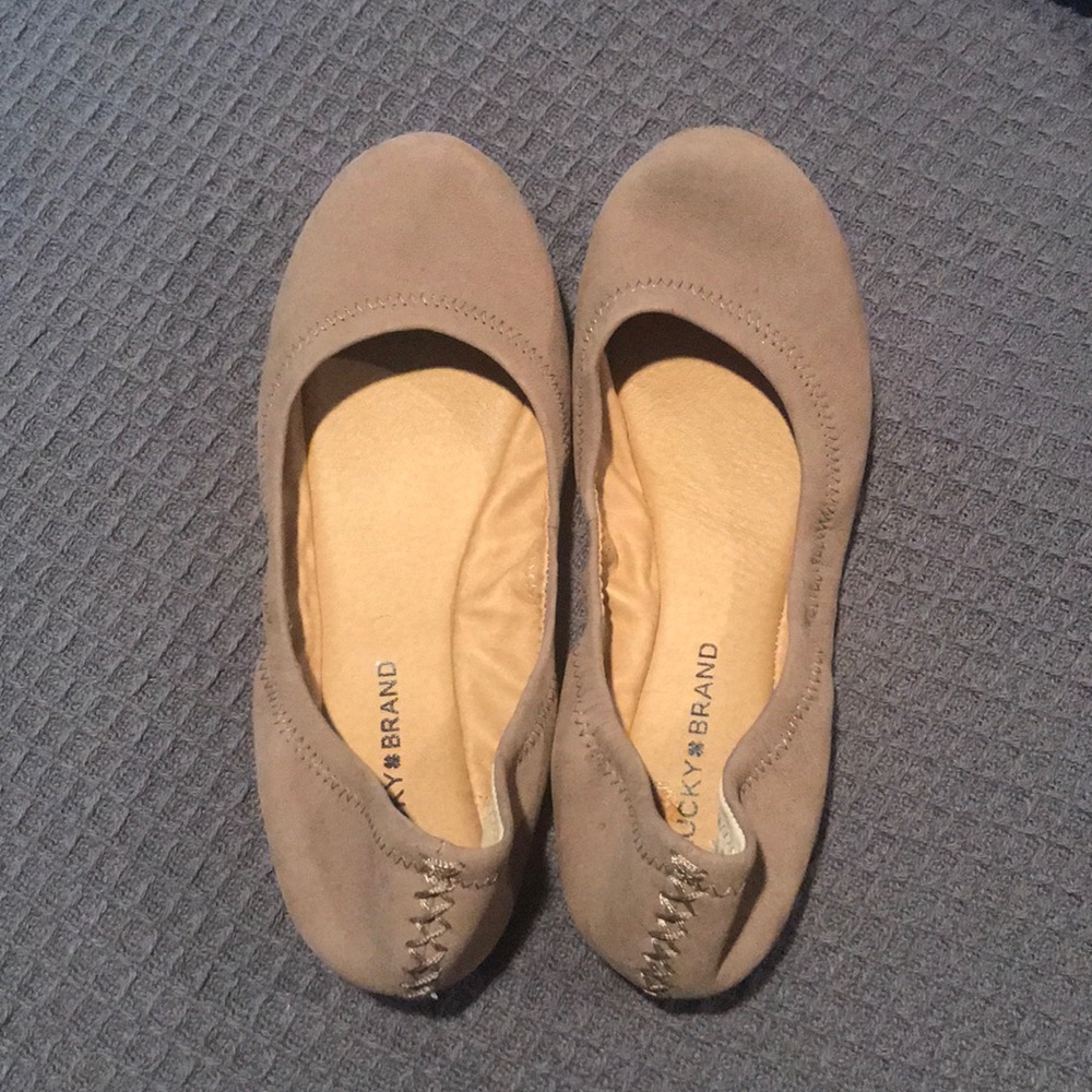 Suede neutral flats